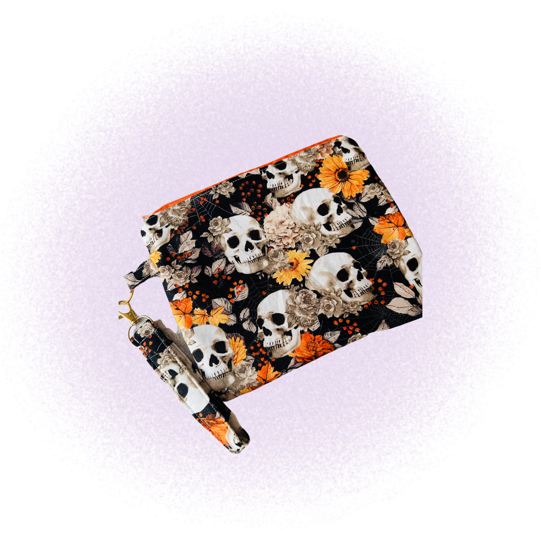 Orange Floral Skulls