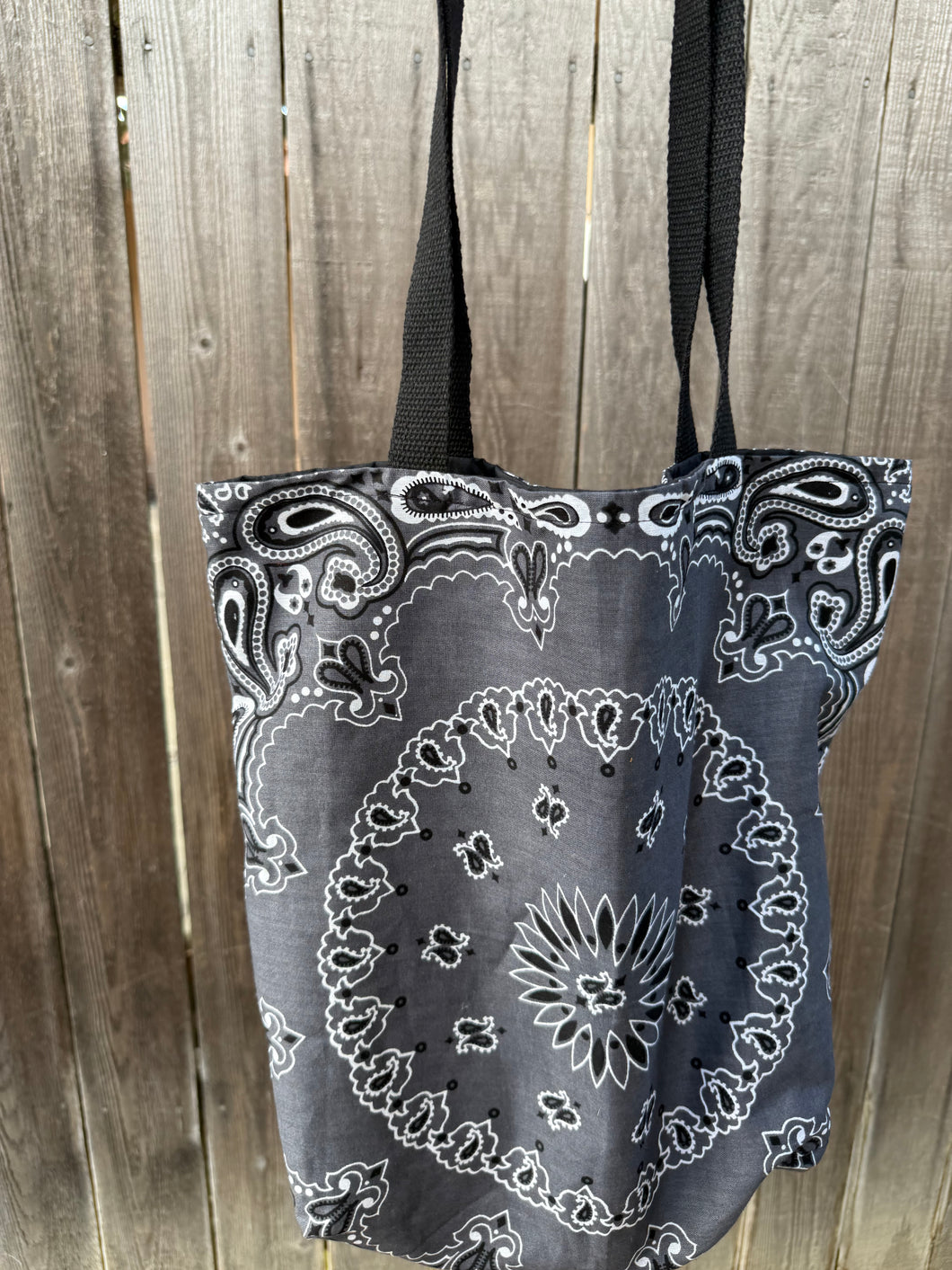 Charcoal Gray Medium Bandana Tote