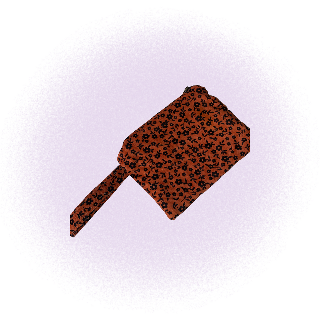 Brown Floral Wristlet